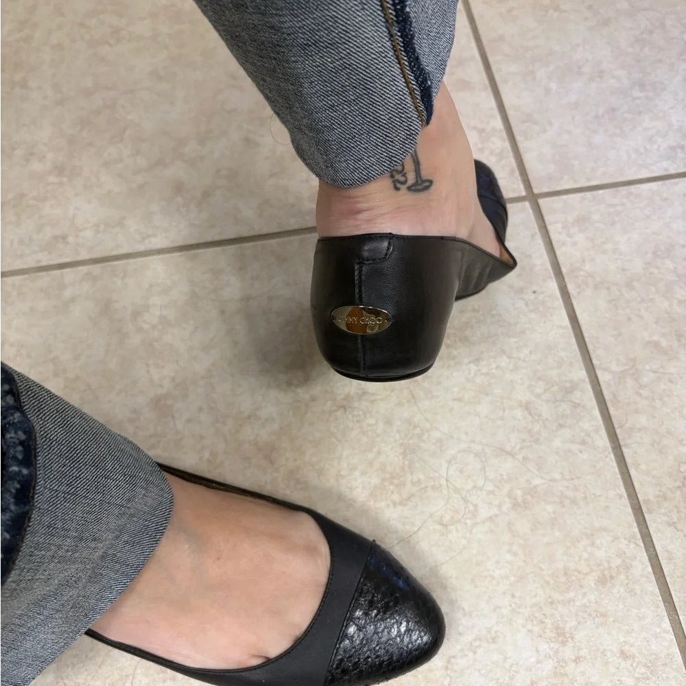 Jimmy Choo Python Capped Flats 40 - Picture 3 of 8